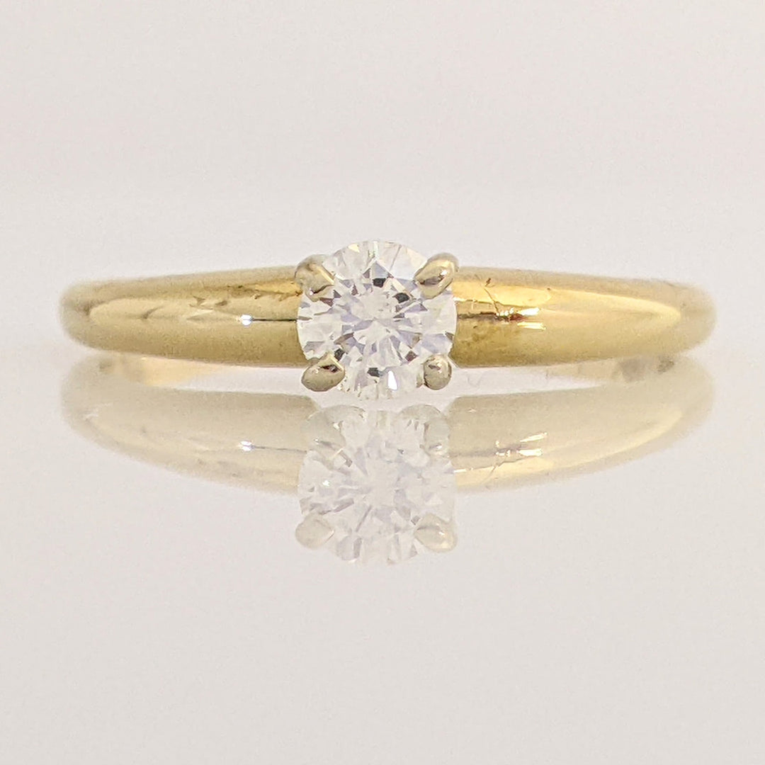 18K .25 CARAT TOTAL SI1 J DIAMOND ROUND 4-PRONG SOLITAIRE ESTATE RING 1.9 GRAMS