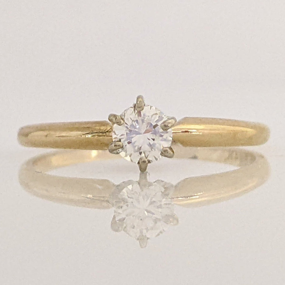 14K .20 CARAT TOTAL VS1 G DIAMOND ROUND SOLITAIRE ESTATE RING 1.3 GRAMS
