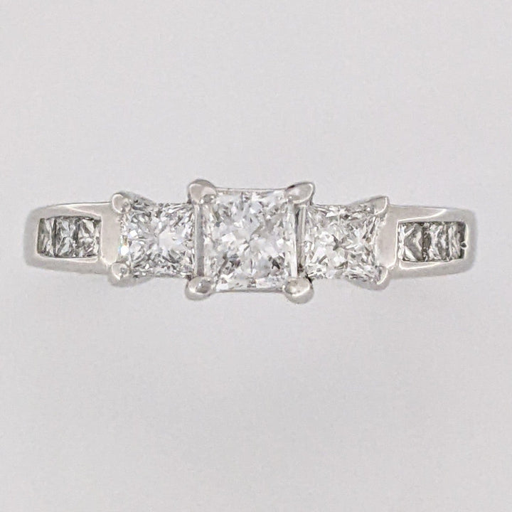 14K WHITE .99 CARAT TOTAL WEIGHT I1 G DIAMOND PRINCESS CUT (9) ESTATE RING 3.7 GRAMS