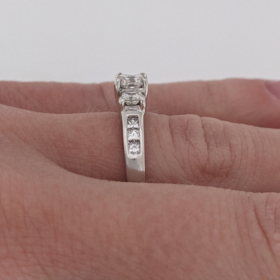 14K WHITE .99 CARAT TOTAL WEIGHT I1 G DIAMOND PRINCESS CUT (9) ESTATE RING 3.7 GRAMS