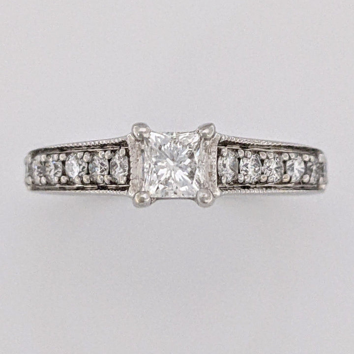 14K WHITE .99 CARAT TOTAL WEIGHT I1 G DIAMOND PRINCESS CUT (9) ESTATE RING 3.7 GRAMS