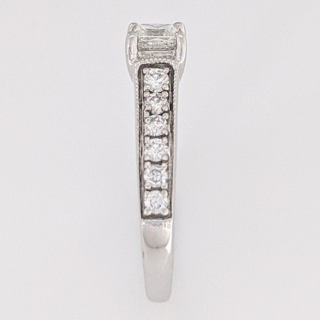 14K WHITE .99 CARAT TOTAL WEIGHT I1 G DIAMOND PRINCESS CUT (9) ESTATE RING 3.7 GRAMS