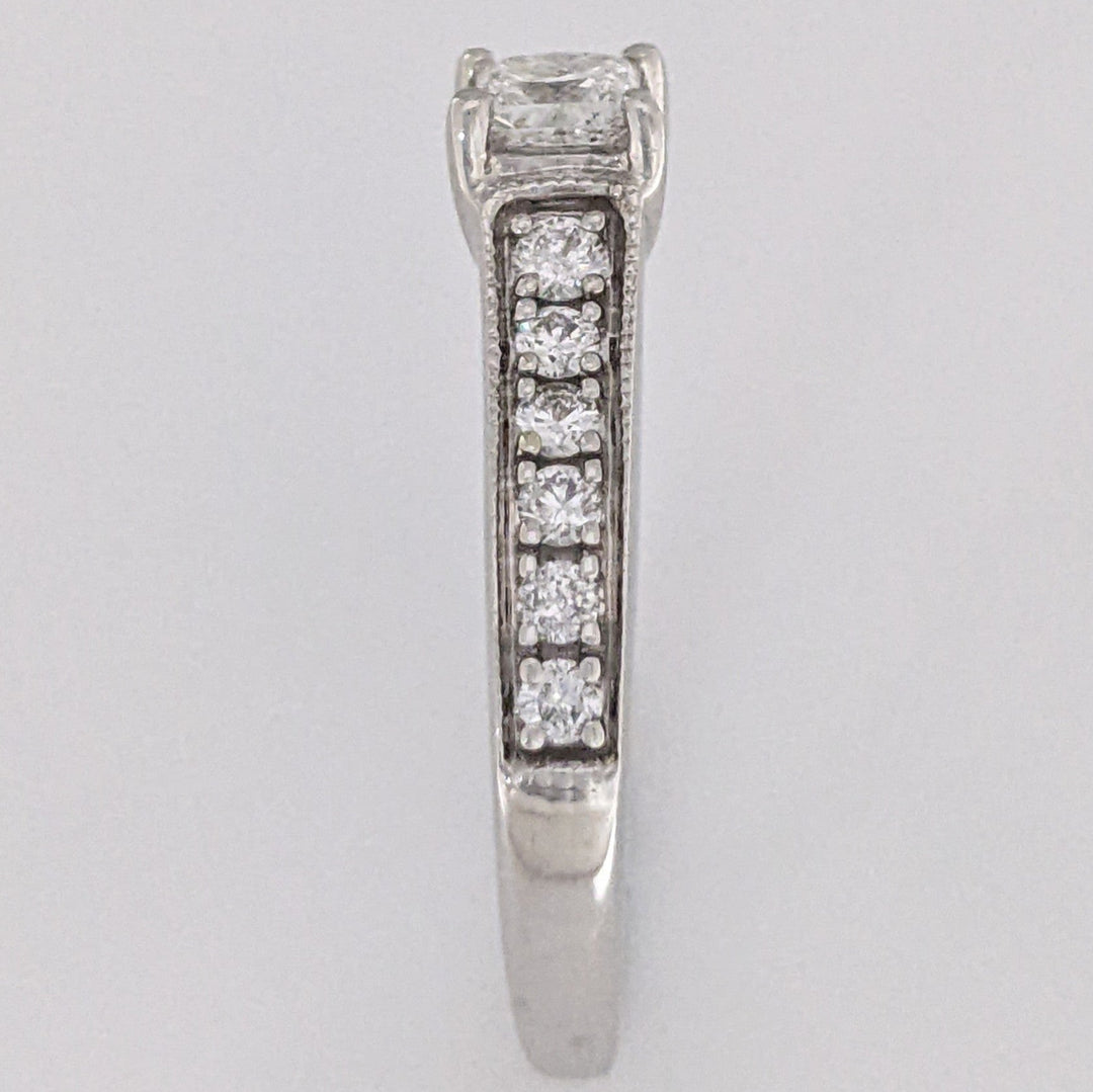 14K WHITE .99 CARAT TOTAL WEIGHT I1 G DIAMOND PRINCESS CUT (9) ESTATE RING 3.7 GRAMS