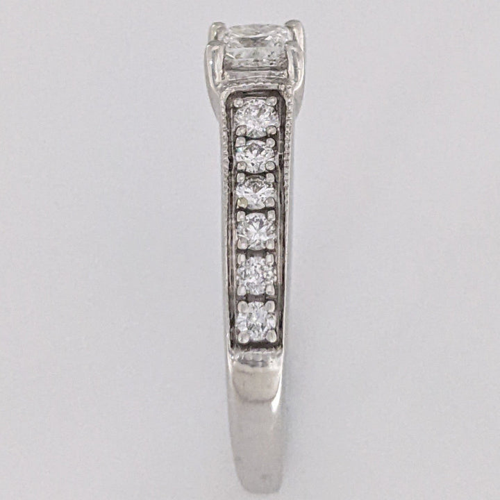 14K WHITE .99 CARAT TOTAL WEIGHT I1 G DIAMOND PRINCESS CUT (9) ESTATE RING 3.7 GRAMS