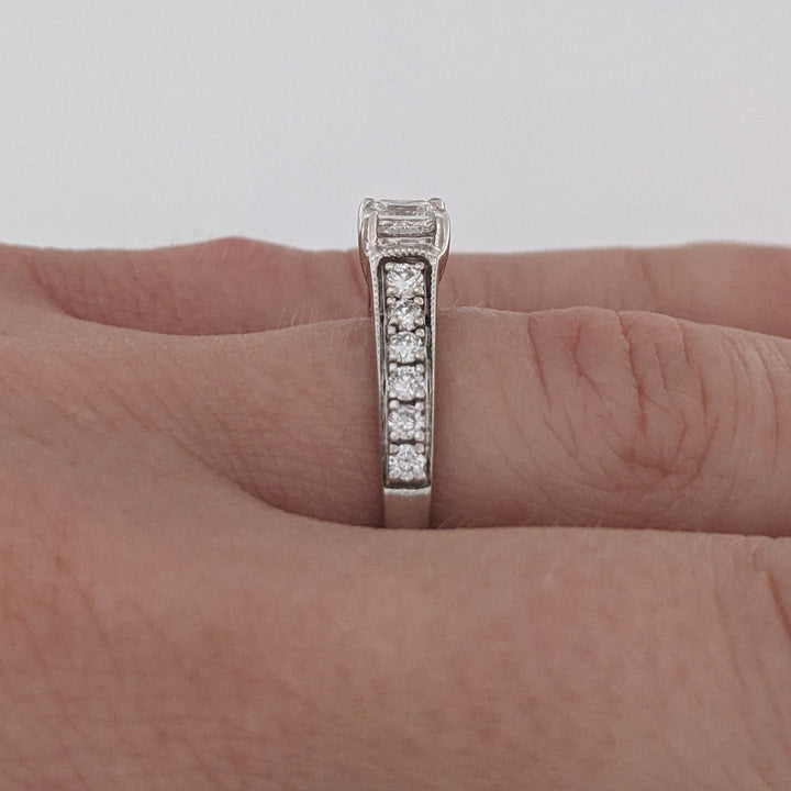 14K WHITE .99 CARAT TOTAL WEIGHT I1 G DIAMOND PRINCESS CUT (9) ESTATE RING 3.7 GRAMS