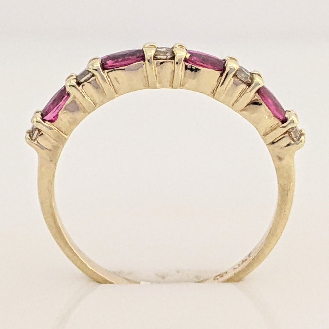 14K RUBY MARQUISE (4) 2X3 WITH (5) MELEE ESTATE BAND 1.5 GRAMS