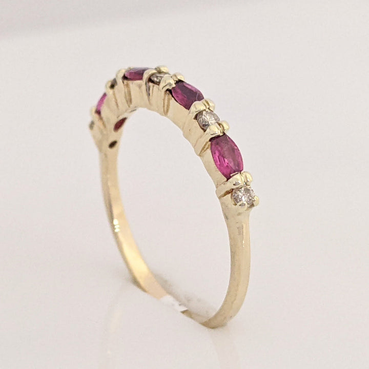 14K RUBY MARQUISE (4) 2X3 WITH (5) MELEE ESTATE BAND 1.5 GRAMS