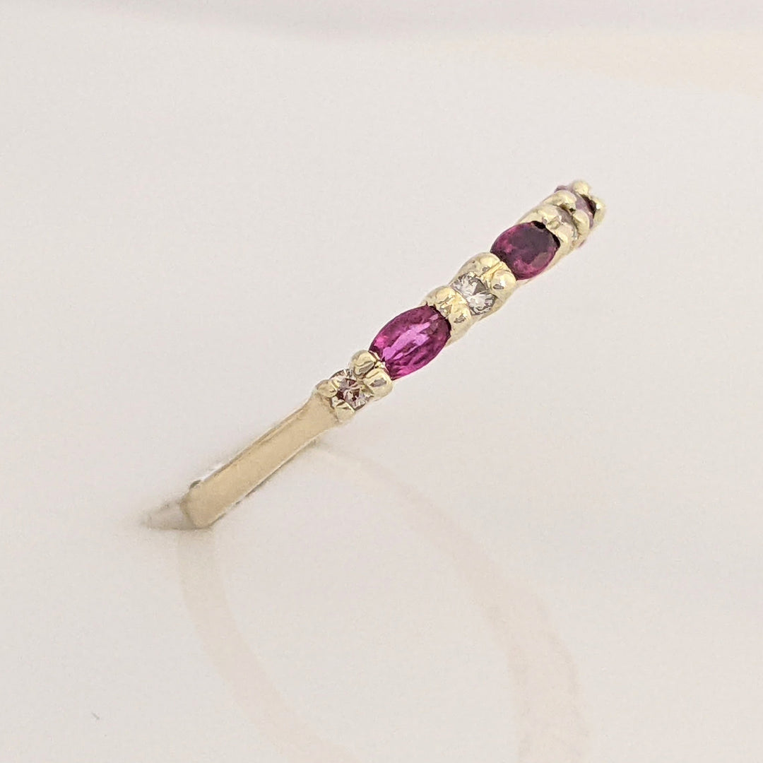 14K RUBY MARQUISE (4) 2X3 WITH (5) MELEE ESTATE BAND 1.5 GRAMS