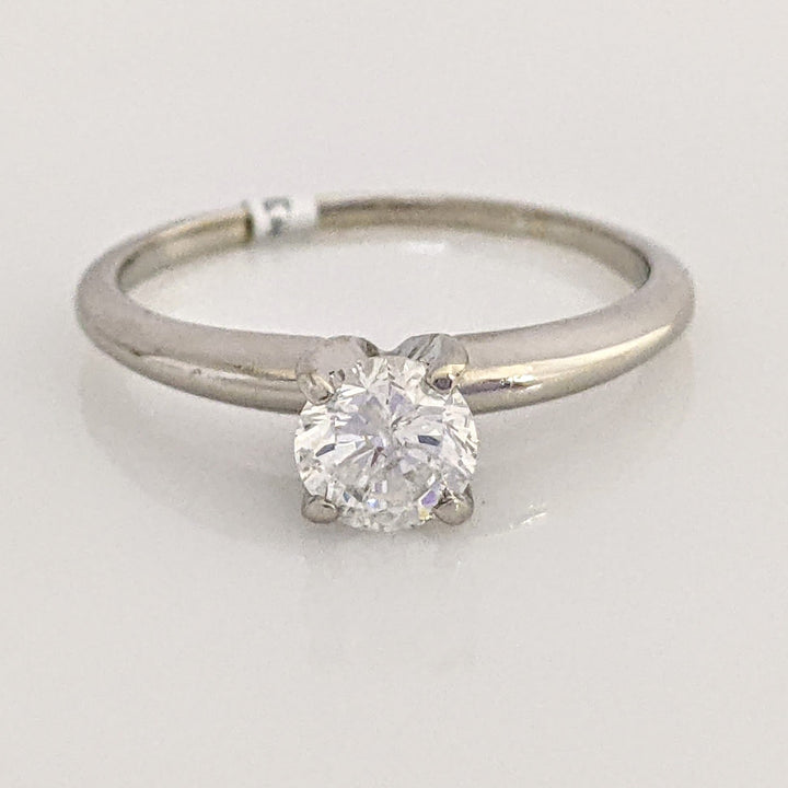 14K WHITE .50 CARAT TOTAL I1 F DIAMOND ROUND ESTATE SOLITAIRE RING 2.1 GRAMS