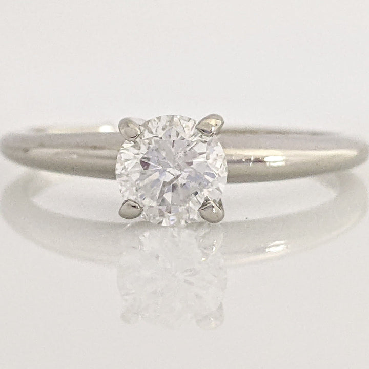 14K WHITE .50 CARAT TOTAL I1 F DIAMOND ROUND ESTATE SOLITAIRE RING 2.1 GRAMS
