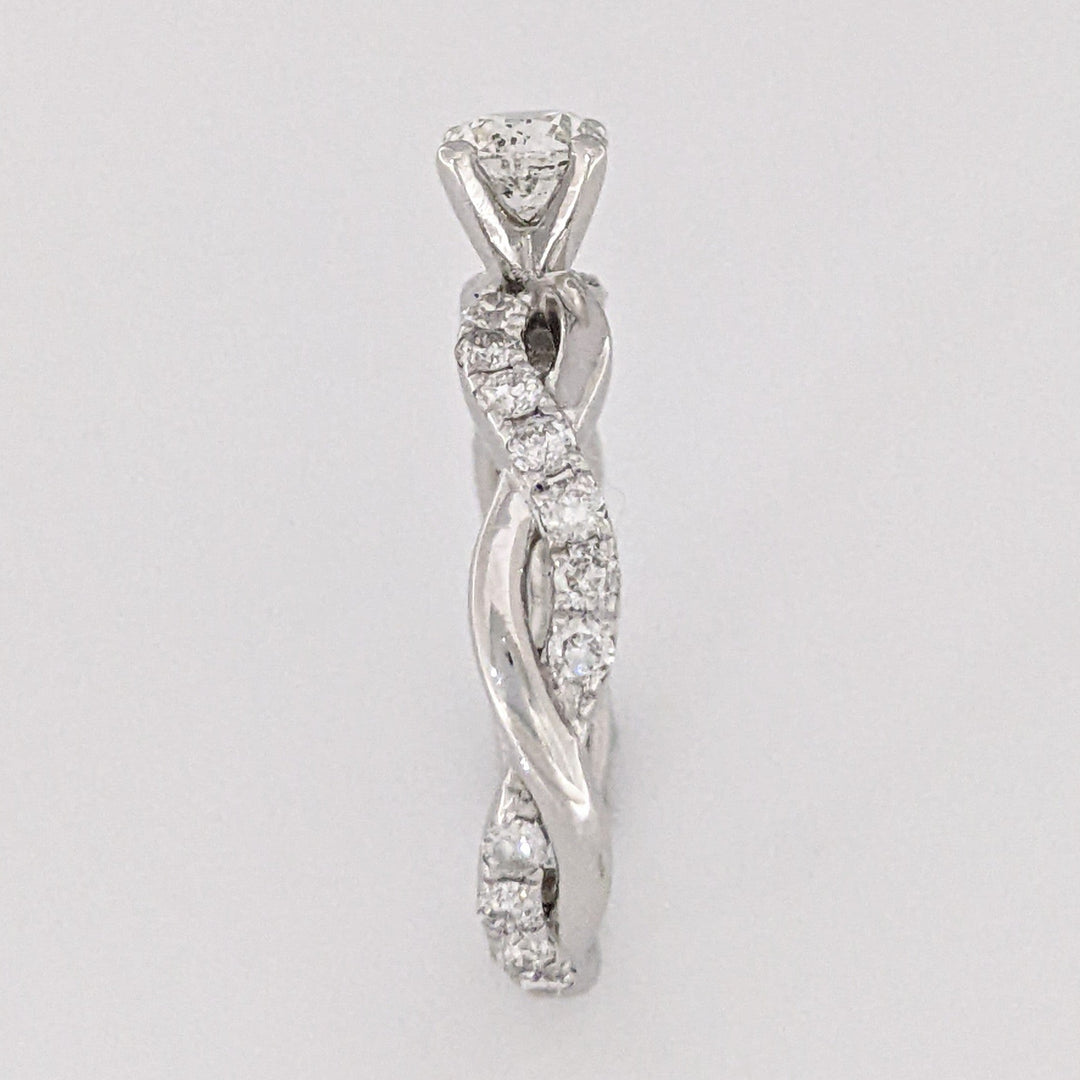 14K WHITE 1.17 CARAT TOTAL WEIGHT I1 J DIAMOND ROUND (23) TWIST SHANK ESTATE RING 2.3 GRAMS
