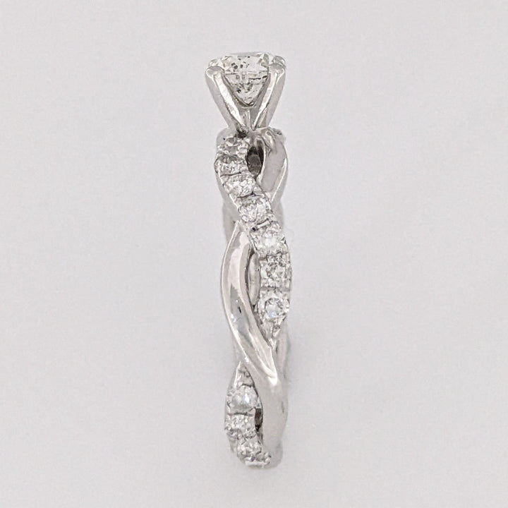 14K WHITE 1.17 CARAT TOTAL WEIGHT I1 J DIAMOND ROUND (23) TWIST SHANK ESTATE RING 2.3 GRAMS