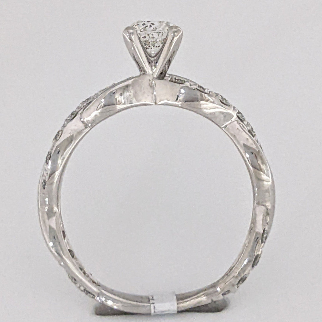 14K WHITE 1.17 CARAT TOTAL WEIGHT I1 J DIAMOND ROUND (23) TWIST SHANK ESTATE RING 2.3 GRAMS