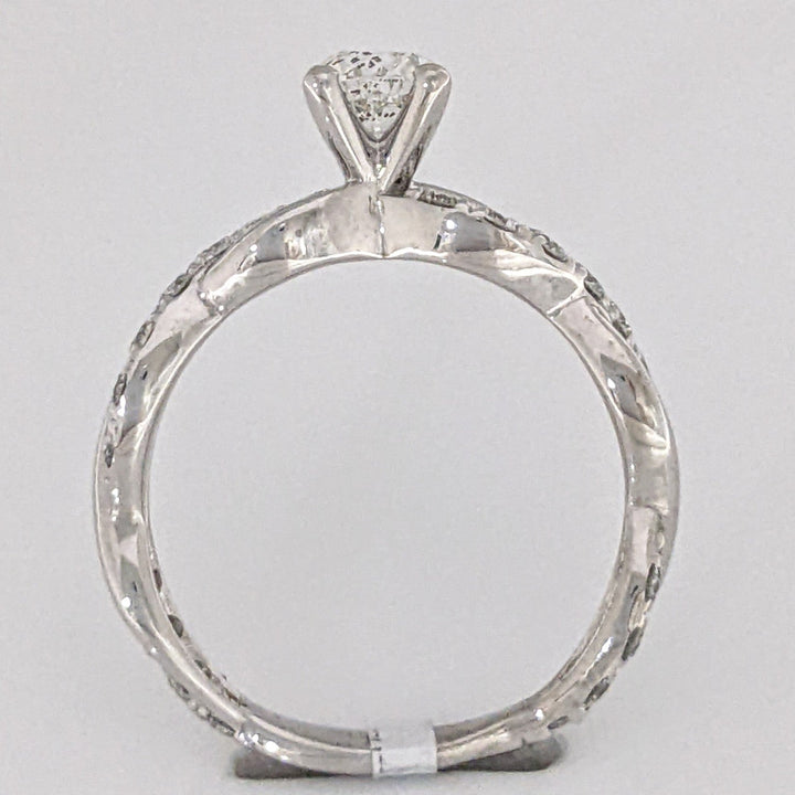14K WHITE 1.17 CARAT TOTAL WEIGHT I1 J DIAMOND ROUND (23) TWIST SHANK ESTATE RING 2.3 GRAMS
