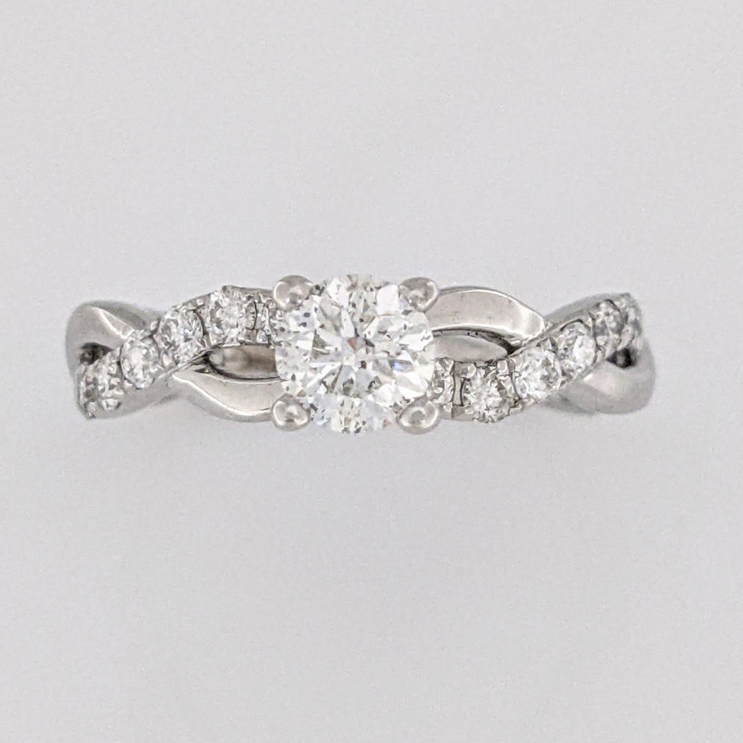 14K WHITE 1.17 CARAT TOTAL WEIGHT I1 J DIAMOND ROUND (23) TWIST SHANK ESTATE RING 2.3 GRAMS