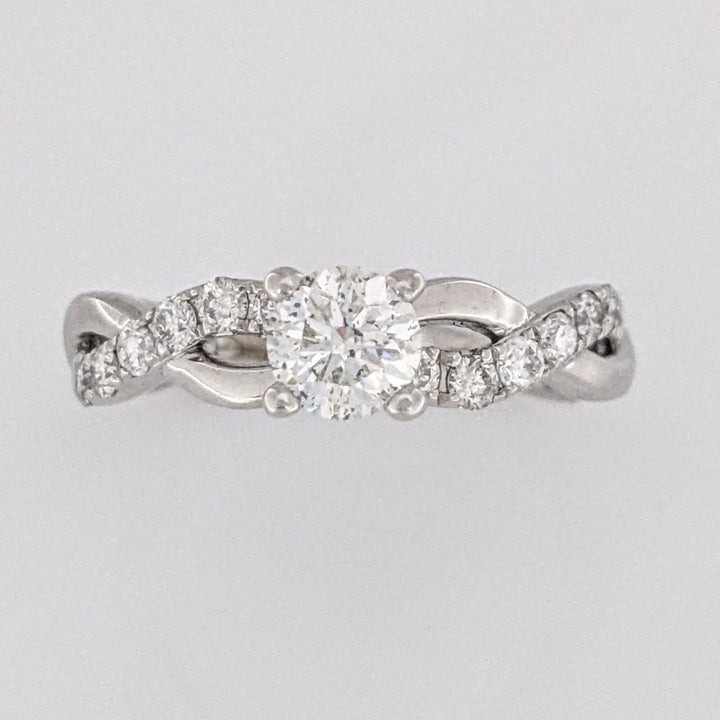 14K WHITE 1.17 CARAT TOTAL WEIGHT I1 J DIAMOND ROUND (23) TWIST SHANK ESTATE RING 2.3 GRAMS