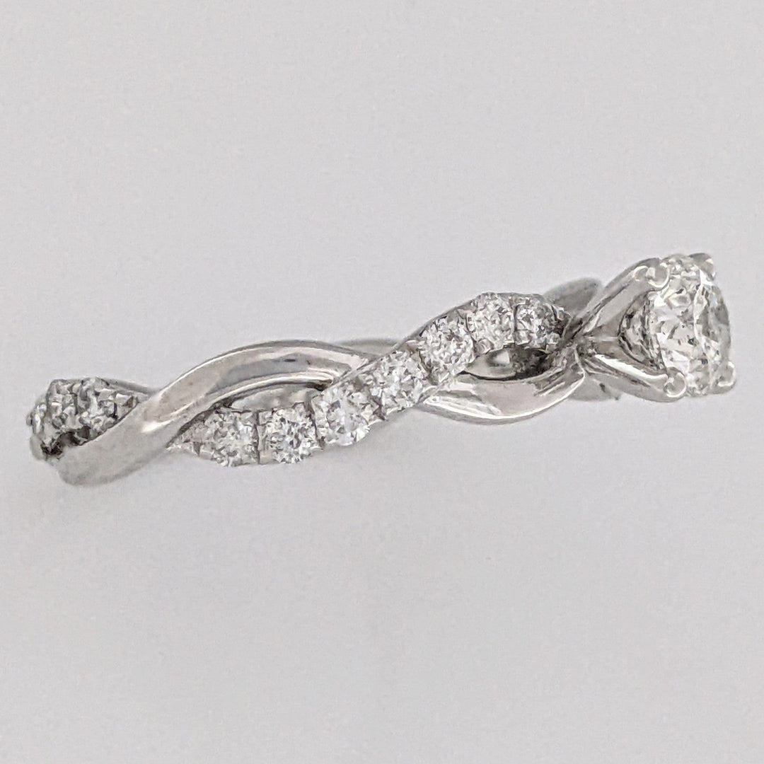 14K WHITE 1.17 CARAT TOTAL WEIGHT I1 J DIAMOND ROUND (23) TWIST SHANK ESTATE RING 2.3 GRAMS