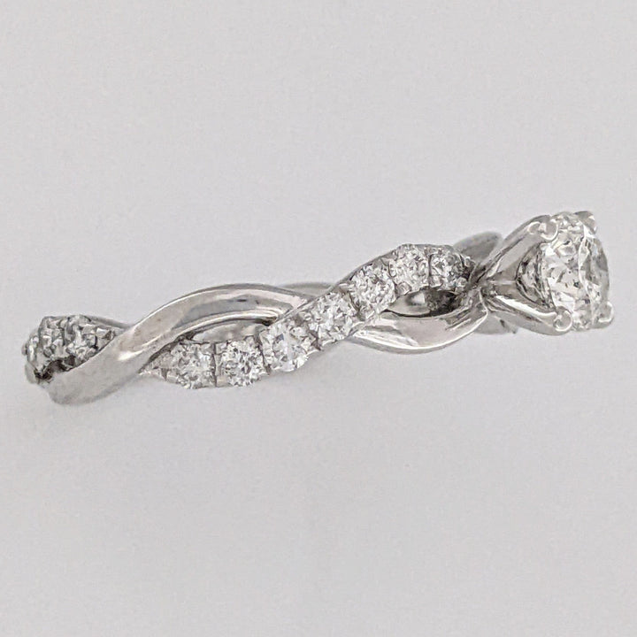 14K WHITE 1.17 CARAT TOTAL WEIGHT I1 J DIAMOND ROUND (23) TWIST SHANK ESTATE RING 2.3 GRAMS
