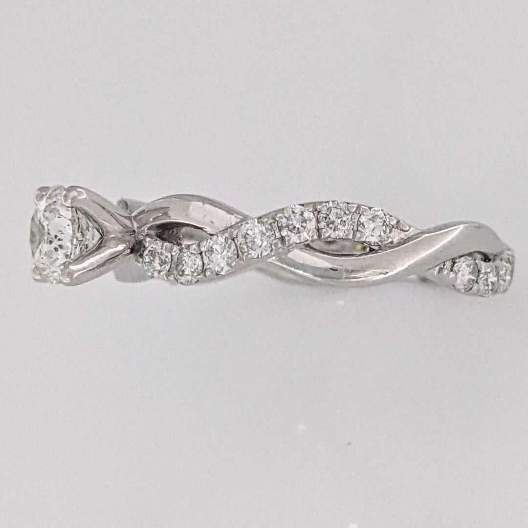 14K WHITE 1.17 CARAT TOTAL WEIGHT I1 J DIAMOND ROUND (23) TWIST SHANK ESTATE RING 2.3 GRAMS