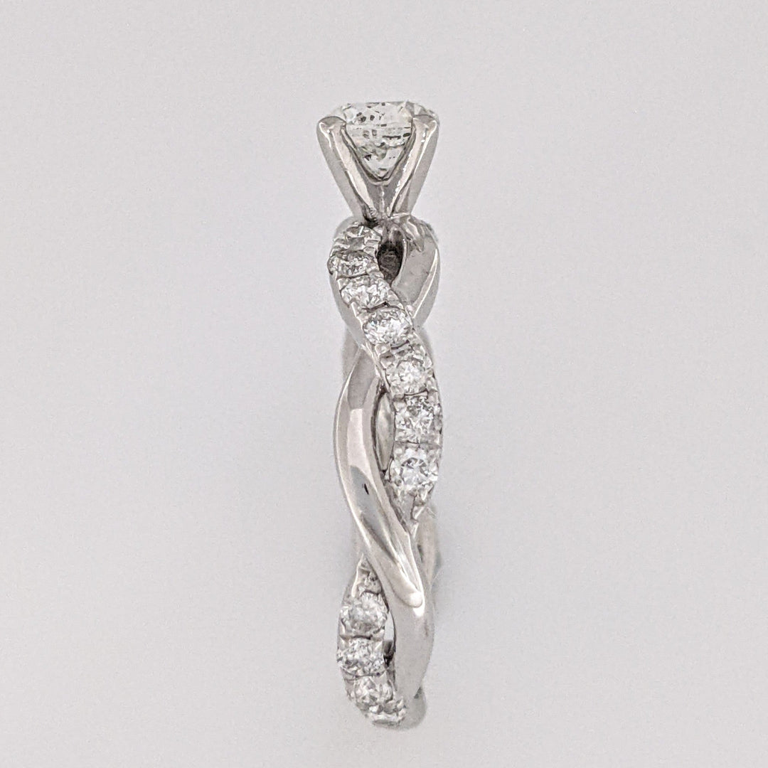 14K WHITE 1.17 CARAT TOTAL WEIGHT I1 J DIAMOND ROUND (23) TWIST SHANK ESTATE RING 2.3 GRAMS