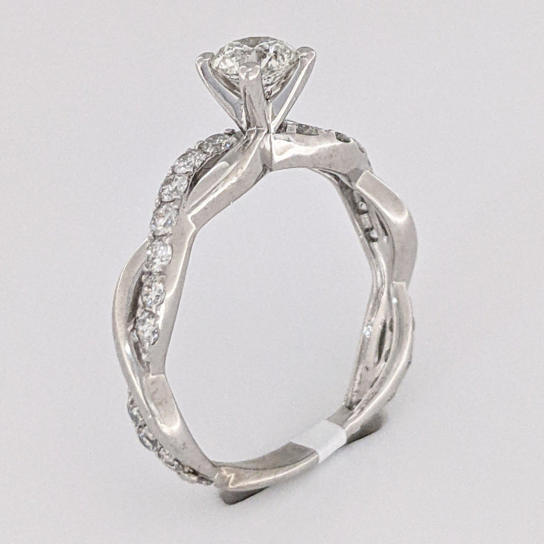 14K WHITE 1.17 CARAT TOTAL WEIGHT I1 J DIAMOND ROUND (23) TWIST SHANK ESTATE RING 2.3 GRAMS