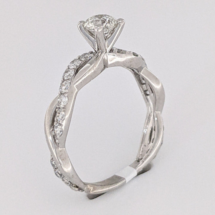 14K WHITE 1.17 CARAT TOTAL WEIGHT I1 J DIAMOND ROUND (23) TWIST SHANK ESTATE RING 2.3 GRAMS