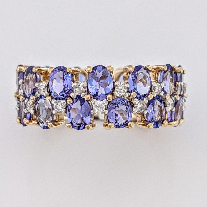 14K TANZANITE OVAL (26) 3X4 WITH (26) MELEE ESTATE BAND 5.4 GRAMS