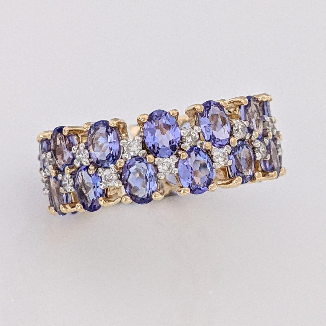 14K TANZANITE OVAL (26) 3X4 WITH (26) MELEE ESTATE BAND 5.4 GRAMS