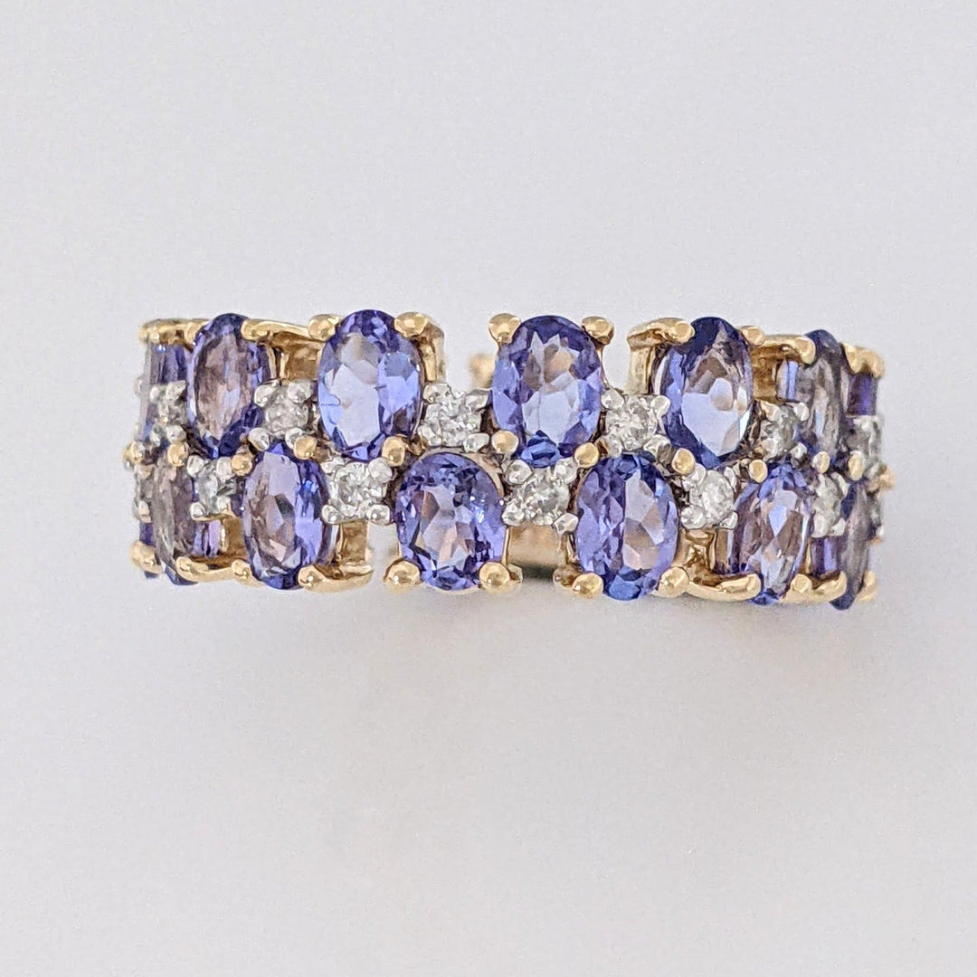 14K TANZANITE OVAL (26) 3X4 WITH (26) MELEE ESTATE BAND 5.4 GRAMS