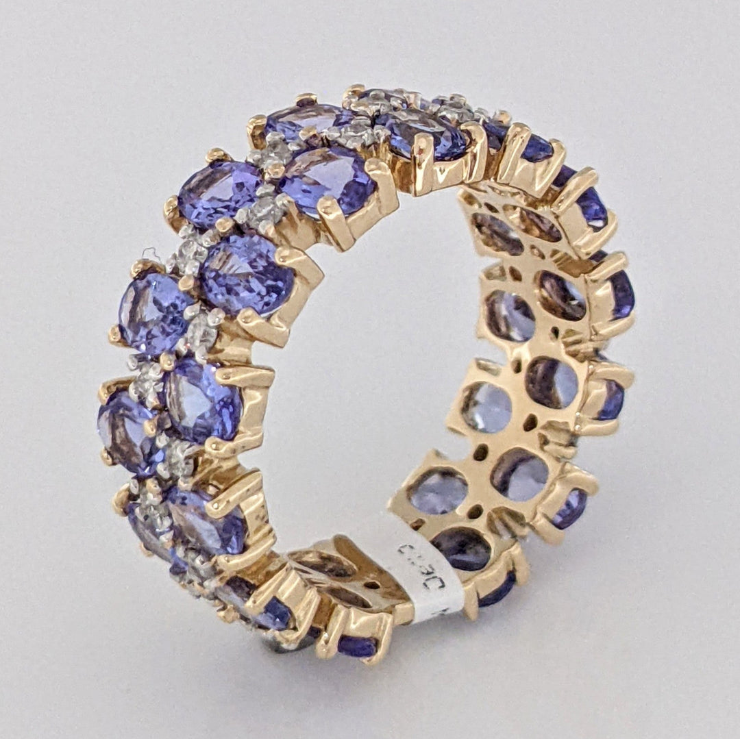 14K TANZANITE OVAL (26) 3X4 WITH (26) MELEE ESTATE BAND 5.4 GRAMS