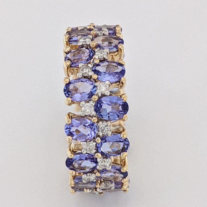 14K TANZANITE OVAL (26) 3X4 WITH (26) MELEE ESTATE BAND 5.4 GRAMS