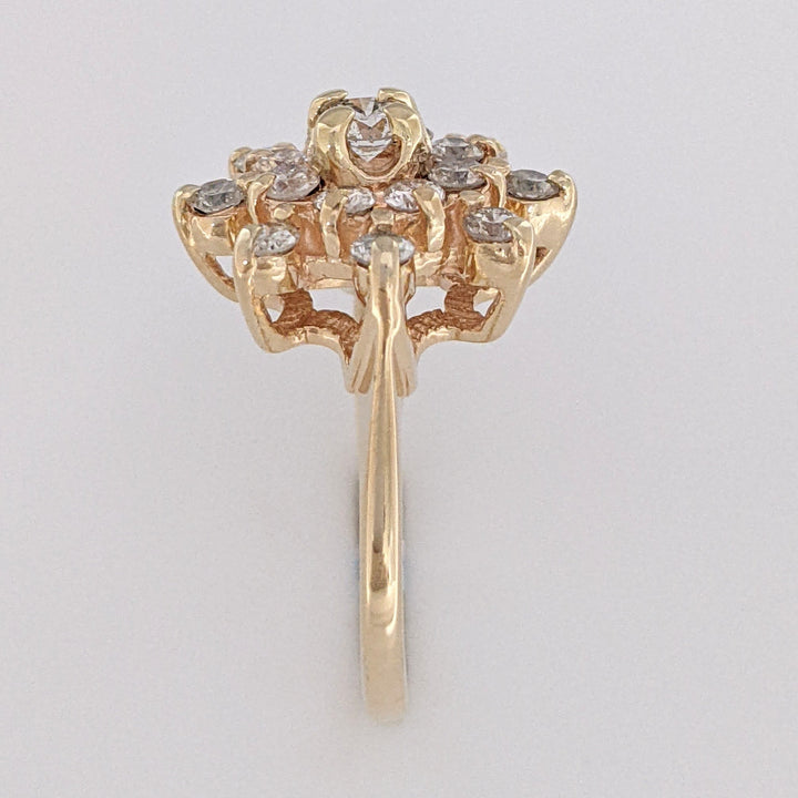 14K .81 CARAT TOTAL WEIGHT I1 H DIAMOND ROUND (17) ESTATE CLUSTER RING 4.0 GRAMS