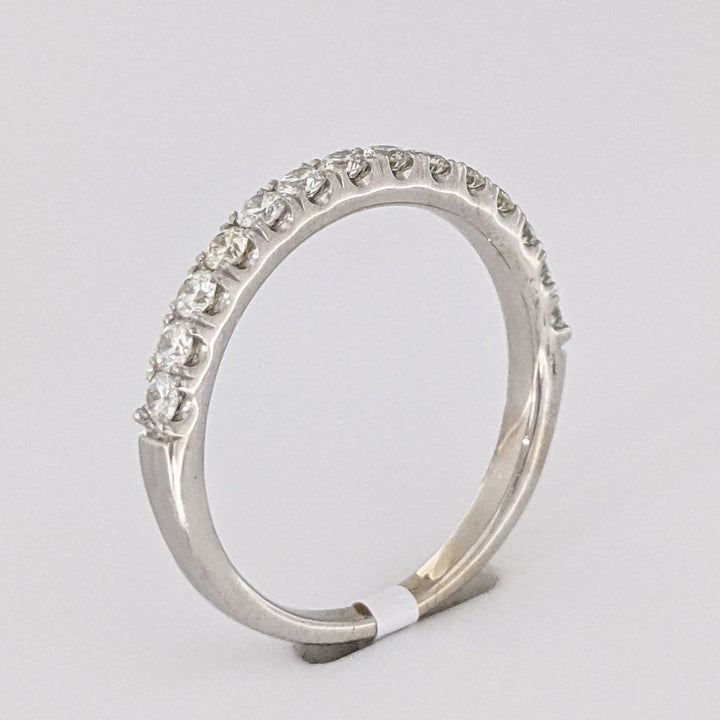 14K WHITE .56 CARAT TOTAL WEIGHT SI1 H DIAMOND ROUND (14) ESTATE PRONG BAND 3.1 GRAMS