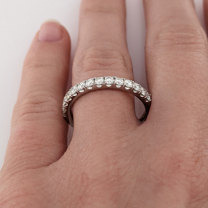 14K WHITE .56 CARAT TOTAL WEIGHT SI1 H DIAMOND ROUND (14) ESTATE PRONG BAND 3.1 GRAMS