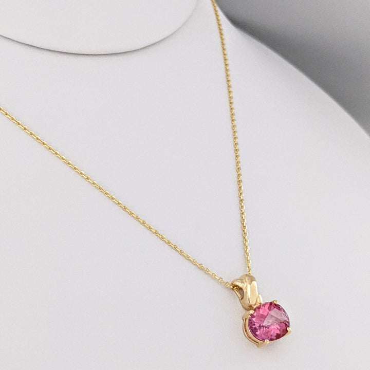 10K PINK LAB-CREATED SAPPHIRE OVAL 8X10 EAST/ WEST ESTATE PENDANT & CHAIN 3.5 GRAMS