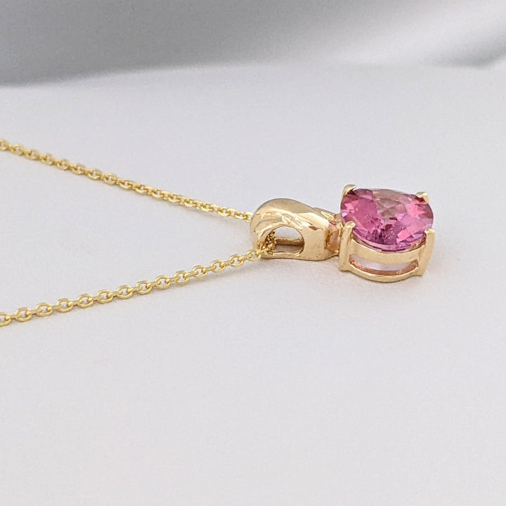 10K PINK LAB-CREATED SAPPHIRE OVAL 8X10 EAST/ WEST ESTATE PENDANT & CHAIN 3.5 GRAMS
