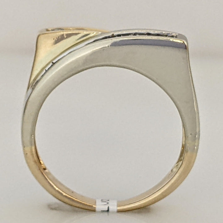 14K TWO-TONE .69 CARAT TOTAL WEIGHT SI2 H DIAMOND ROUND (7) BAGUETTE (12) ESTATE RING 5.2 GRAMS