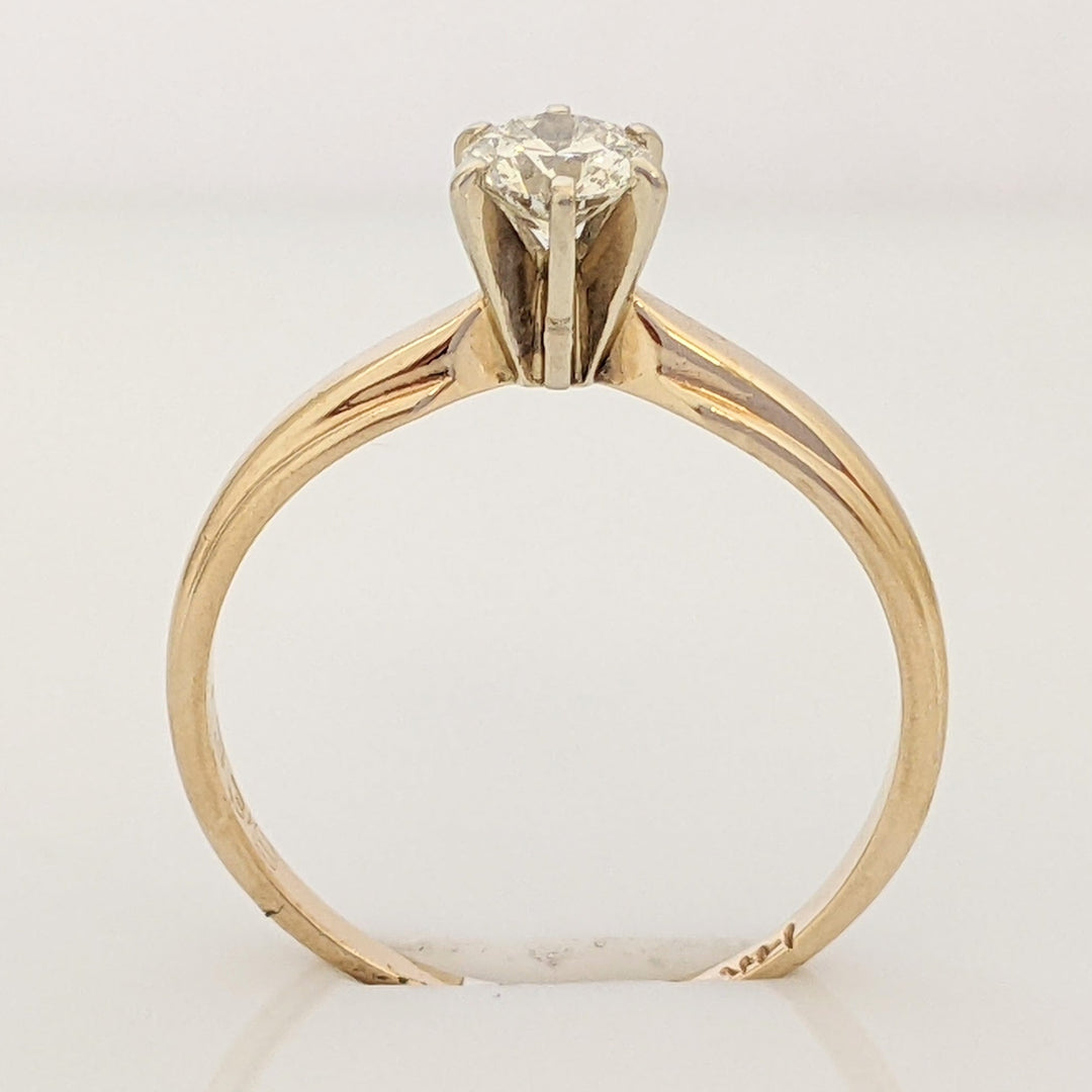 14K .32 CARAT TOTAL SI2 M DIAMOND ROUND SOLITAIRE ESTATE RING 1.9 GRAMS