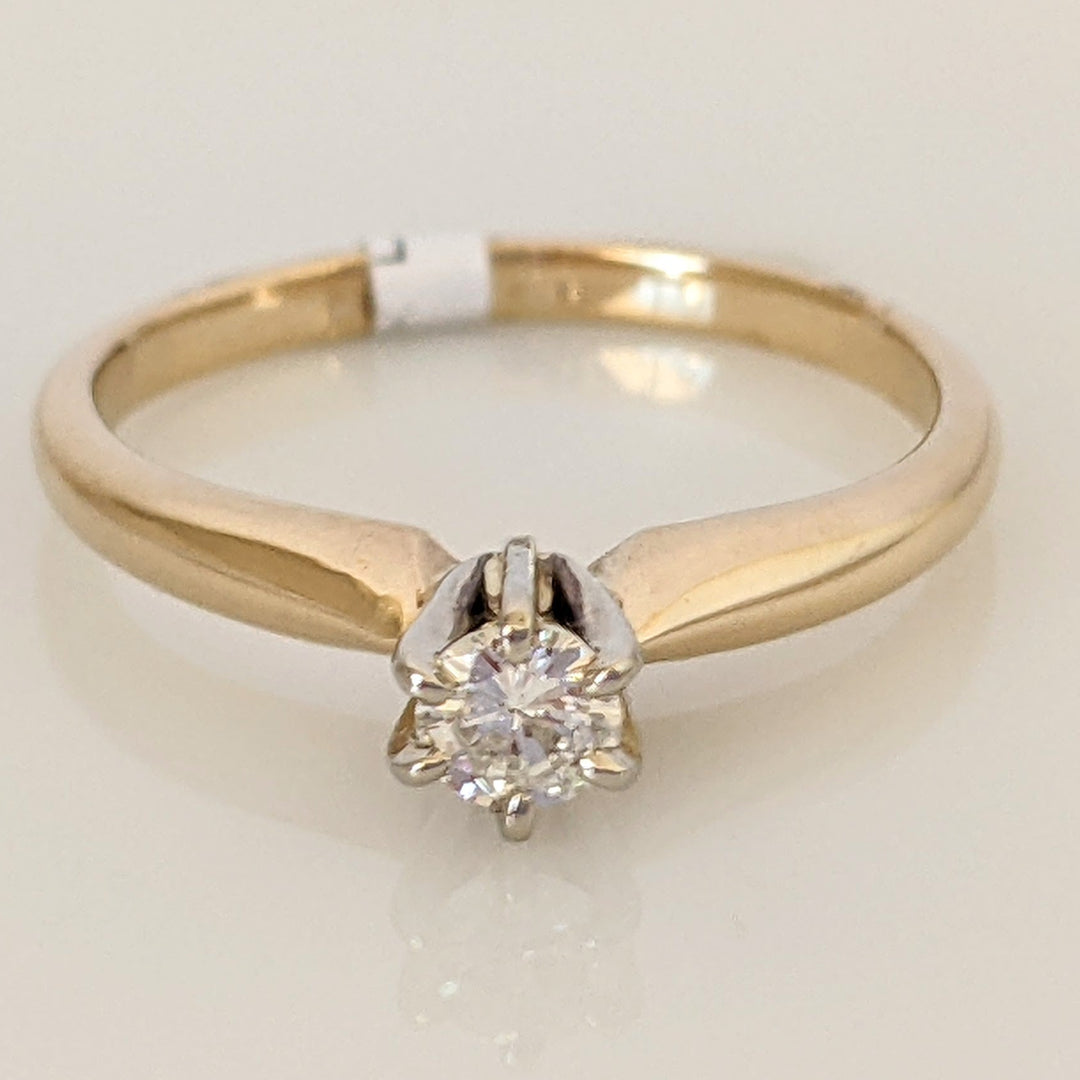 14K .16 CARAT TOTAL WEIGHT VS2 H DIAMOND ROUND ESTATE SOLITAIRE 6-PRONG RING 1.7 GRAMS