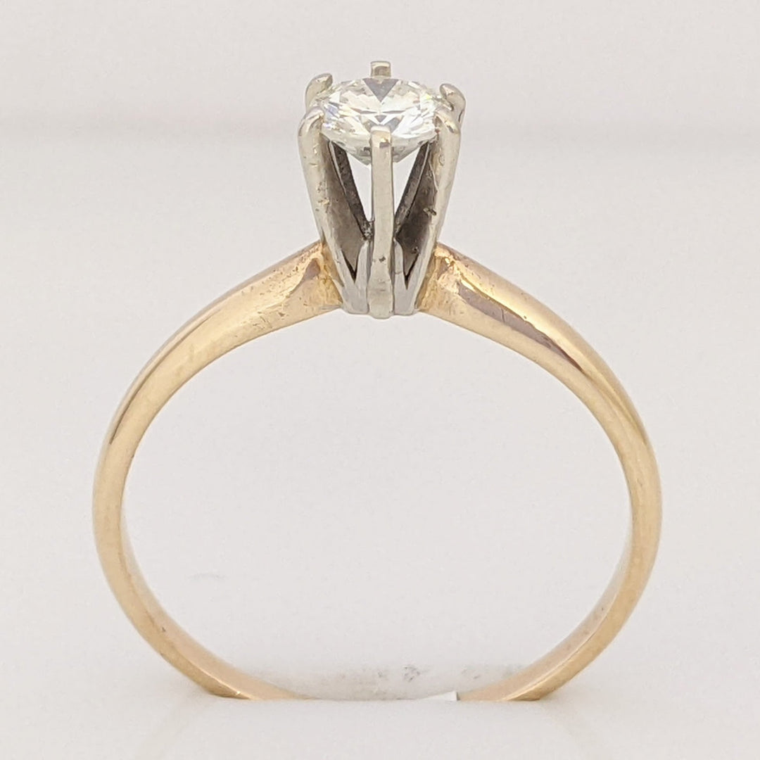 14K .30 CARAT TOTAL I1 I DIAMOND ROUND 6-PRONG SOLITAIRE ESTATE RING 1.9 GRAMS