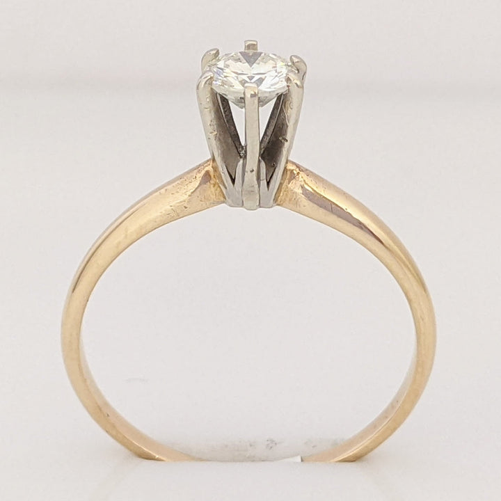 14K .30 CARAT TOTAL I1 I DIAMOND ROUND 6-PRONG SOLITAIRE ESTATE RING 1.9 GRAMS