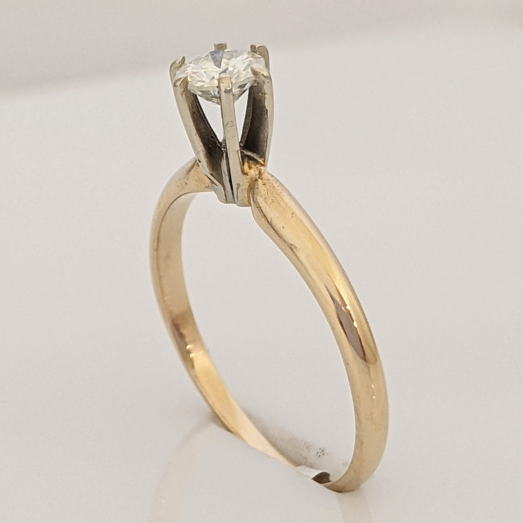 14K .30 CARAT TOTAL I1 I DIAMOND ROUND 6-PRONG SOLITAIRE ESTATE RING 1.9 GRAMS