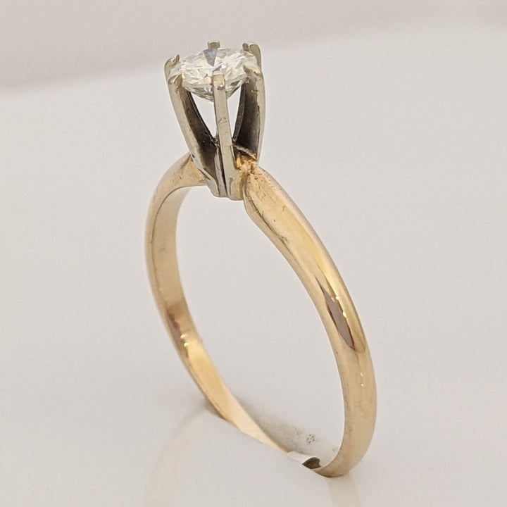 14K .30 CARAT TOTAL I1 I DIAMOND ROUND 6-PRONG SOLITAIRE ESTATE RING 1.9 GRAMS