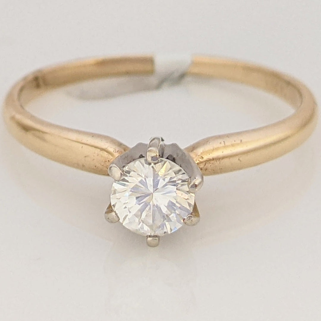 14K .30 CARAT TOTAL I1 I DIAMOND ROUND 6-PRONG SOLITAIRE ESTATE RING 1.9 GRAMS