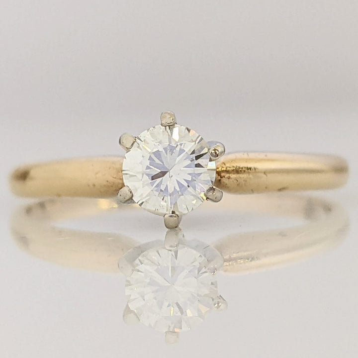 14K .30 CARAT TOTAL I1 I DIAMOND ROUND 6-PRONG SOLITAIRE ESTATE RING 1.9 GRAMS