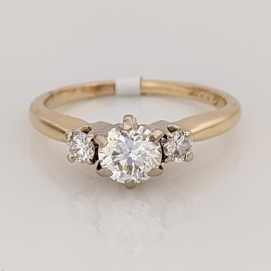 14K .58 CARAT TOTAL WEIGHT VS1 H DIAMOND ROUND TRINITY ESTATE RING 2.3 GRAMS