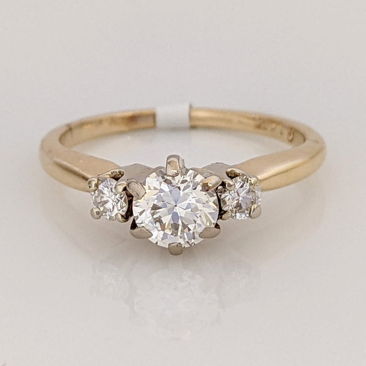 14K .58 CARAT TOTAL WEIGHT VS1 H DIAMOND ROUND TRINITY ESTATE RING 2.3 GRAMS
