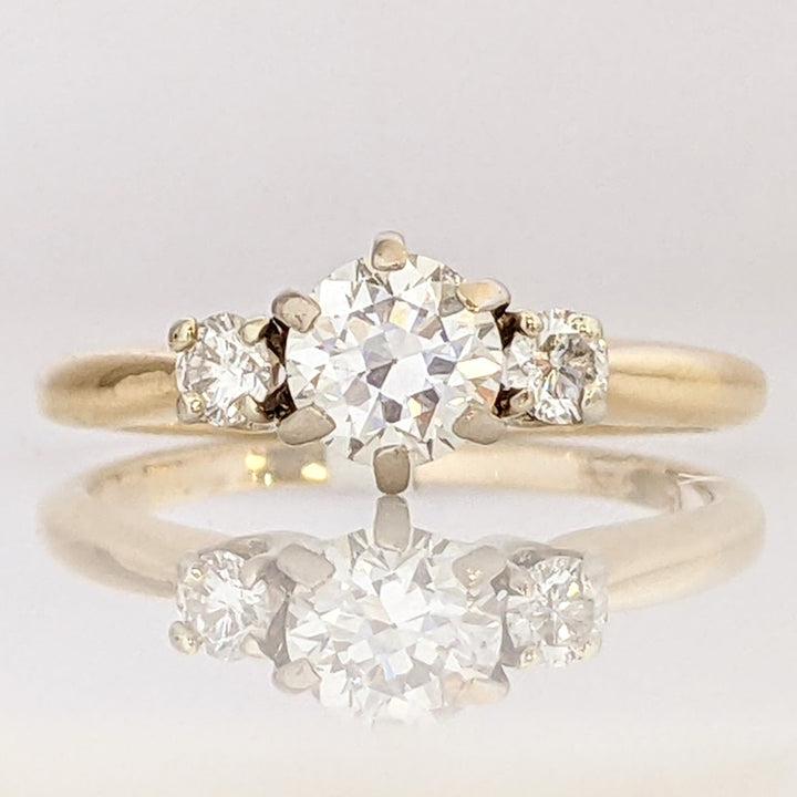 14K .58 CARAT TOTAL WEIGHT VS1 H DIAMOND ROUND TRINITY ESTATE RING 2.3 GRAMS