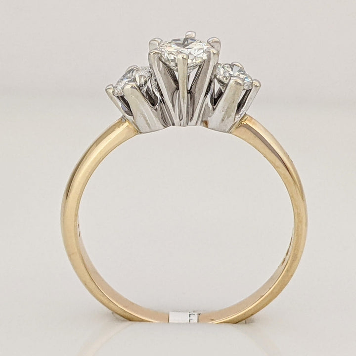 14K .72 CARAT TOTAL WEIGHT I1 H DIAMOND ROUND (3) TRINITY ESTATE RING 2.6 GRAMS