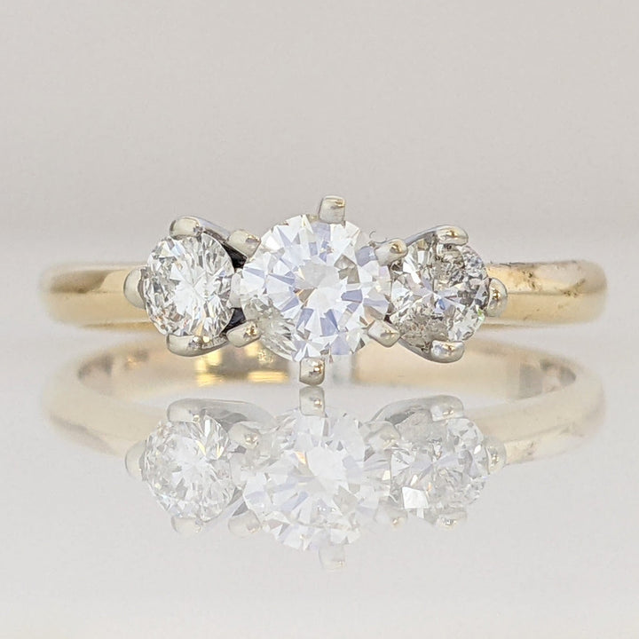 14K .72 CARAT TOTAL WEIGHT I1 H DIAMOND ROUND (3) TRINITY ESTATE RING 2.6 GRAMS